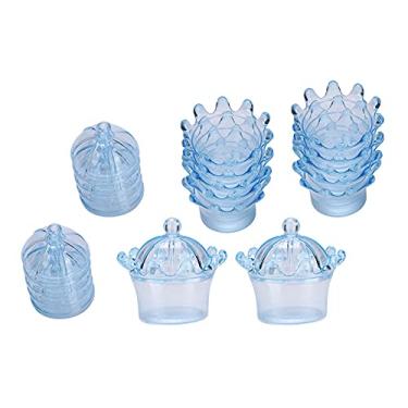 Imagem de Ainoli 12 peças sacos de presente caixa de doces de plástico com coroa transparente para caixas de chocolate de presente de festa (Azul)