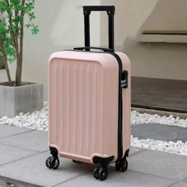 Imagem de Mala de Bordo ABS 55cm com Cadeado Rodinhas 360° Bagagem de Mão até 10kg(Rosa Claro)