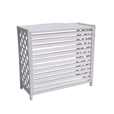 Imagem de Suporte de flores, rack de ar condicionado, capa externa de madeira anticorrosão, rack de armazenamento de plantas, design de persiana, para ambientes externos e internos. (branco 96,5 x 40 x 89 cm)
