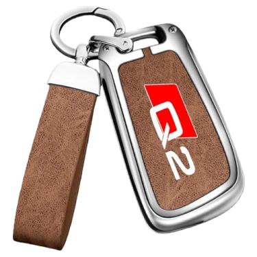 Imagem de Capa de chave de carro estilo liga de zinco compatível com AUDI Q2 SQ2 2016 2019 2020 2022 Protetor de controle remoto chaveiro acessórios automotivos(A-silver brown)