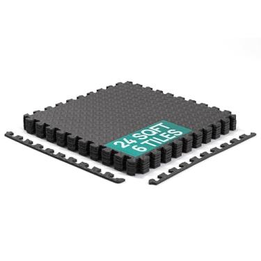 Imagem de Yes4All Tapetes interligados em EVA, azulejos de quebra-cabeça, enchimento de espuma com borda para móveis, espaço doméstico, sala de estar, garagem 24 m²