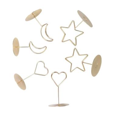 Imagem de ZJchao 6 Peças de Suportes para Números de Mesa Em Aço Inoxidável, Porta-cartões Modernos Em Formato de Coração, Estrela, Lua, Com Aderência Resistente para Fotos de Memorandos de