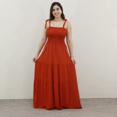 Imagem de Vestido Longo Lastex Feminino Moda Evangélica Alça Amarrar Soltinho Mo