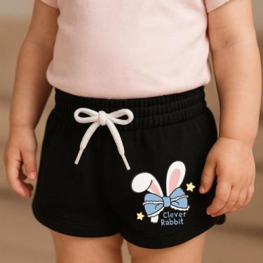 Imagem de Short Moletinho Infantil Estampado Feminino Clever Rabbit Fofinho Vers