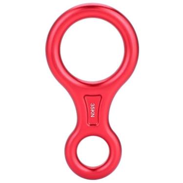 Imagem de Chiffonade 35KN Escalada Rescue Figura 8 Descender - Anel de rapel de liga de alumínio resistente com orelhas dobradas para rapel e escalada em árvores (vermelho)
