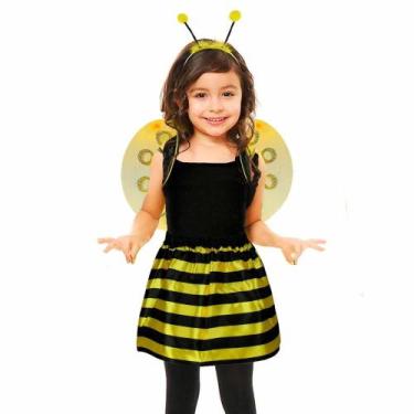 Imagem de Fantasia Abelha Infantil Com Asas Antenas Saia e Varinha - Fantasias C