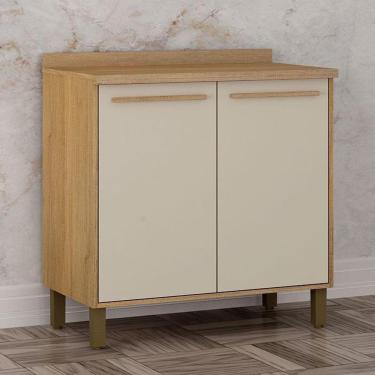 Imagem de Balcão De Cozinha 800 2 Portas Ambiente Salvador Cinamomo Off White - Valdemóveis