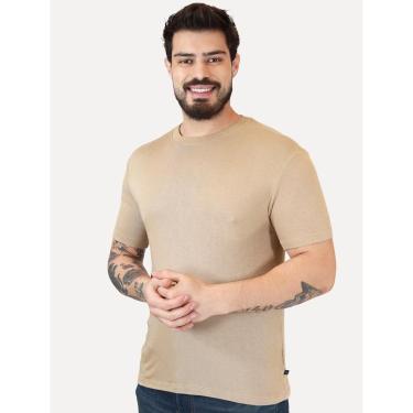 Imagem de Camiseta Calvin Klein Jeans Masculina Lisa Tricot Cáqui Médio-Masculino