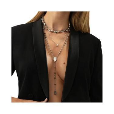 Imagem de Conjunto De Colar Com Pingente Em Forma De Gota d'Água Dourada, Tendên