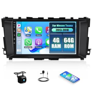 Imagem de Android 15 4G + 64G estéreo automotivo para Nissan Teana 2013-2018 com CarPlay sem fio e Android Auto, 22.9 cm 1280 * 720 tela sensível ao toque rádio do carro Bluetooth 5.0 WiFi GPS FM/RDS SWC AHD