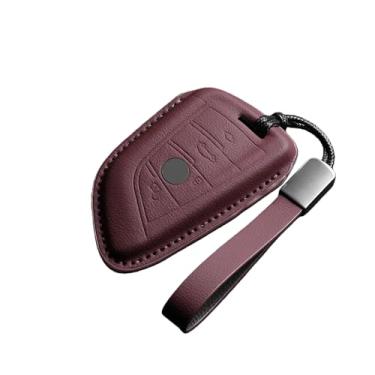 Imagem de Capa de couro para chave do logotipo do carro, acessórios compatíveis com BMW 320i 530i 550i X1 X3 X4 X5 X6 F20 F15 F16 F48 F30 G20 G30 G01 G02 G05 G11(H-red chain)