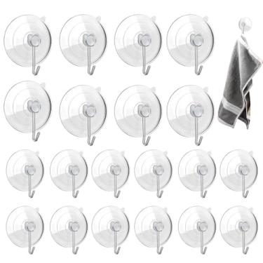 Imagem de Ganchos De Ventosa Para Box De Banheiro,20 Unidades Reutilizáveis e Transparentes | Organização Doméstica para Escrivaninha Banheiro Portas RV Cozinha Carro Camping Casa de Banho e Exterior