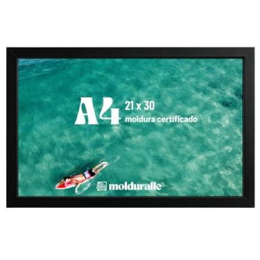 Imagem de Kit 3 Molduras A4 21x30 de Madeira Preto com Vidro para Certificado Diploma Foto Decoração Sala Escritório Quarto Premium MOLDURALLE