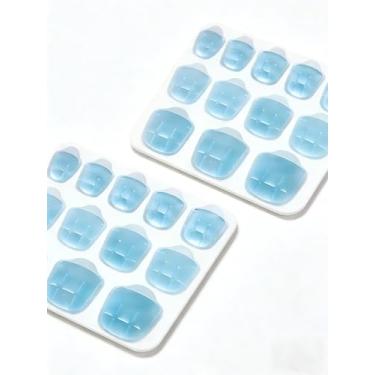 Imagem de 240 peças com abas adesivas de gelatina extra grandes – Adesivos de fixação dupla face para unhas postiças, fácil de aplicar e remover arte de unhas DIY para mulheres e meninas (azul)