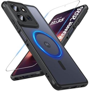 Imagem de Hensinple Capa magnética para Motorola Moto G Power 2026, G Power 2026 com protetor de tela [compatível com MagSafe], translúcida fina à prova de choque protetora para Moto G Power 2026, preta