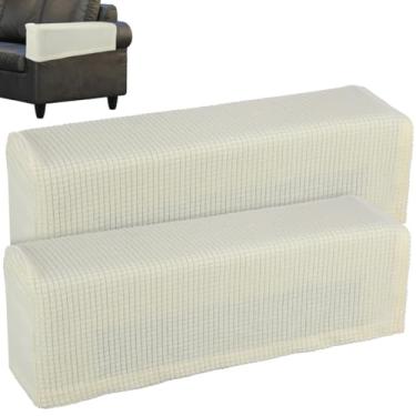 Imagem de Cabilock 2 capas elásticas para apoio de braço de pelúcia para cadeiras, sofás, protetores de móveis para poltrona reclinável, uso em casa e escritório