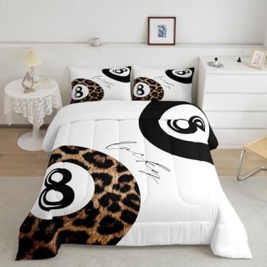 Imagem de Erosebridal Jogo de cama moderno com estampa de leopardo, conjunto de edredom completo de guepardo para meninas, colcha de 8 bolas da sorte, decoração de quarto moderno e estética
