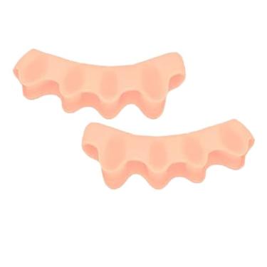 Imagem de 1 par de separador de dedo de silicone corretor de joanete corretor de dedo do pé corretor de dedo do pé material de silicone macio separação dos dedos ferramenta de cuidados com os pés (pele)