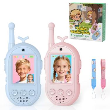 Imagem de Vídeo Walkie Talkies para crianças, Walkie Talkies recarregáveis com videochamada, amplo alcance 400 m, brinquedos de aniversário para meninos e meninas de 3 a 12 anos (conjunto de 2)