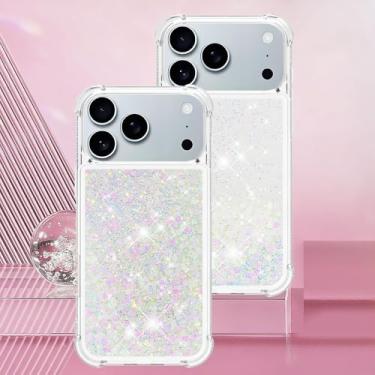 Imagem de Capa transparente com glitter e areia movediça líquida para iPhone 17 Air 16 PM 15 14 Plus 13 12 11 Pro Max 16e, capa protetora antirreflexo, YB, LS, L06, para iPhone 11 Pro Max