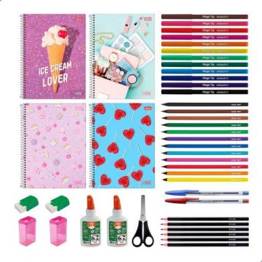 Imagem de Kit Material Escolar 40 Itens Caderno Tilibra 10 Materias 160 Folhas I