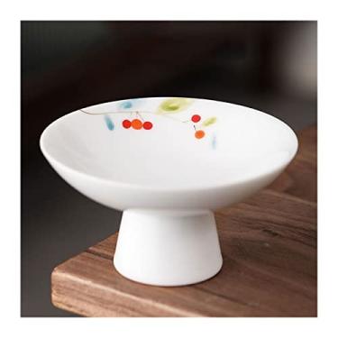 Imagem de Tigela de frutas, prato de frutas de cerâmica branca, tigela de sobremesa, casa, sala de estar, mesa de café, bandeja de doces, pintada à mão, cor sob o esmalte, prato de frutas