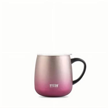 Imagem de TYESO - Copo Térmico 473ml de Aço Inoxidável, Caneca de Café com Cores Gradientes, adequado para Trabalho de Escritório, leitura e estudo.(Rosa)