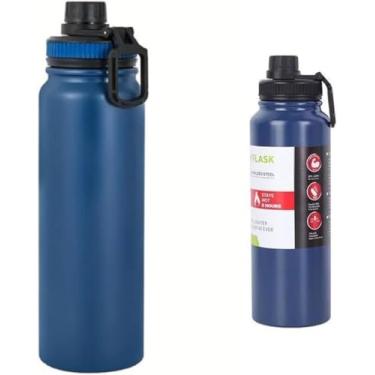 Imagem de Garrafa de Água Térmica Inox 800ml Esportiva com Alça Parede Dupla Isolada a Vácuo Antivazamento Garrafinha Academia Fitness Corrida Esportes Escritório – Premium (Bege)