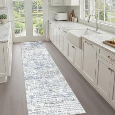 Imagem de Tapete de corredor tapete de cozinha antiderrapante: 7,5 x 25,4 cm, lavável, abstrato, moderno, macio, resistente a manchas, tapete com detalhes neutros para corredor, banheiro, lavanderia, quarto