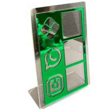 Imagem de Placa Display Acrílica 3 em Qr Code Mesa Balção Acrilico Loja Estabelecimento(Verde)