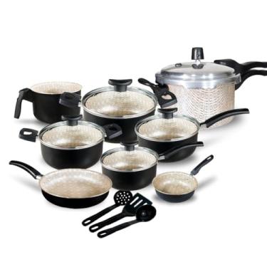 Imagem de Jogo de Panelas Teflon com Panela de Pressão 2.5L - Fechamento Externo, 11 Peças Completas para Cozinhas Domésticas (Glacial)