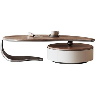 Imagem de Mesa de centro de nogueira vintage moderna para sala de estar, design de forma única, mesa de chá estilo retrô, perfeita para uso doméstico, móveis elegantes e duráveis simples