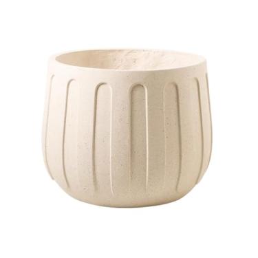 Imagem de KHUTRW3D Vaso redondo de argila de magnésio com pontos de cânhamo, vaso de chão com orifícios de drenagem, recipiente de plantas para decoração de varanda, sala de estar, cozinha, jardim, ambientes