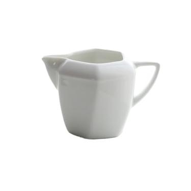 Imagem de x3anggyt5 Jarro de leite de café hexagonal em forma de diamante com alça de 230 ml, pote de molho de cerâmica para leite e xarope