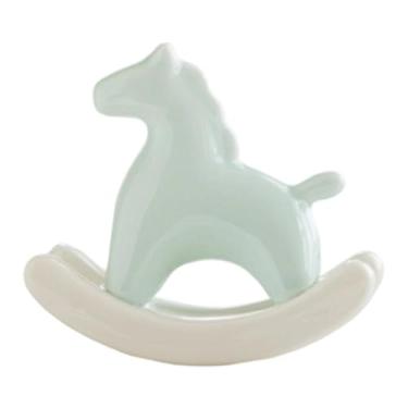 Imagem de MotiveTech Estatueta de Cavalo em Miniatura, Escultura de Animal em Cerâmica, Cavalo de Balanço para Sala de Estar, Salão de Chá, Ano e Inauguração de Casa, Branco
