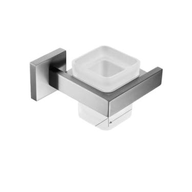 Imagem de Conjunto de acessórios de banheiro de níquel escovado, suporte de parede, prateleira de banho, cabide, suporte de papel higiênico, toalheiro de aço inoxidável, copo de enxaguante bucal