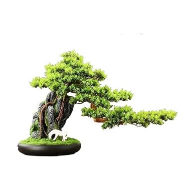 Imagem de Plantas falsas árvore de bonsai artificial com vaso redondo de cerâmica, ornamentos de plantas falsas para sala de estar, entrada e armário de TV