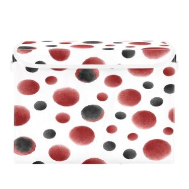 Imagem de STAYTOP Caixas de armazenamento de bolinhas de tinta vermelha com tampas e alça de transporte, caixas de armazenamento dobráveis organizadores de recipientes para casa, quarto, armário, escritório