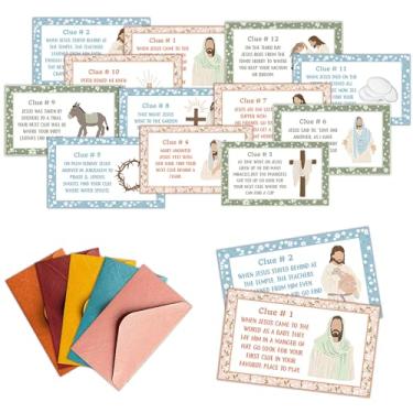 Imagem de Religious Easter Scavenger Hunt Game, Christian Games for Family Treasure Riddle Hunt Cards Game Activities, Spring Holiday Indoor Outdoor Party Games Supplies, Religious Bible Gifts for Adults, 01