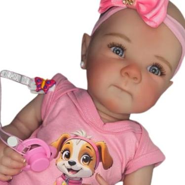 Imagem de BONECA BEBÊ REBORN LUXO CORPO EM SILICONE MACIO REALISTA 45 CM - PODE DAR BANHO - MAIS O KIT SUPER FOFO E MUITO CARINHO!! SUPREENDA A QUEM VOCÊ AMA! PRESENTE ANIVERSÁRIO, PRESENTE PARA MENINAS