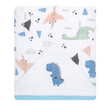 Imagem de Toalha Soft com Capuz 80x80cm – 100% Algodão, 3 Camadas Ultra Macias, Para Bebês e Crianças Pequenas, Ideal para Banho, Piscina e Enxoval (Branco/Azul)