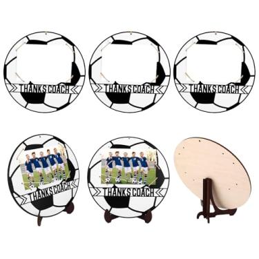 Imagem de Conjunto de 6 Porta-Retratos de Futebol, Porta-Retratos Futebol Madeira com Canetas Assinaturas para Fotos 10,16x15,24cm Presente Agradecimento ao Treinador Presente Agradecimento à Equipe