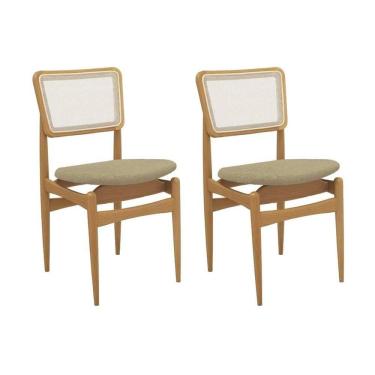 Imagem de Kit 2 Cadeiras Sala Jantar Stela 1CMM013CA Premium Madeira Maciça 2 Un Carvalho/Boucle Bege/Tela Bege - Kappesberg