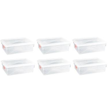 Imagem de 6 Caixas Plásticas C/ Tampa Organizadora Multi Uso 11 Litros - Pleion