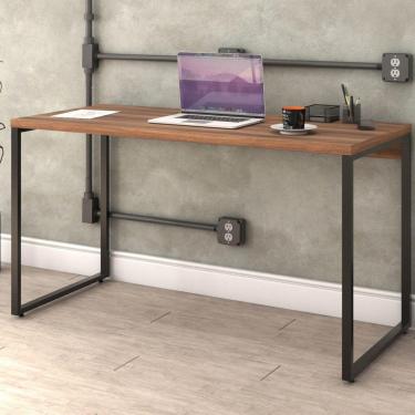 Imagem de Mesa Para Escritório Home Office Estilo Industrial Form C01 135 cm Nogal - Lyam Decor
