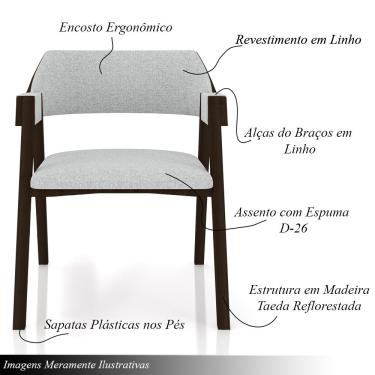 Imagem de Cadeira Sala de Jantar e Jogos Carteados Madeira Maciça Poker Linho Cinza/Capuccino G42 - Gran Belo