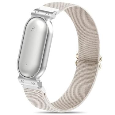 Imagem de Bolesi Pulseira de nylon elástico compatível com gravador de voz Plaud NotePin, pulseira macia e respirável ajustável com capa protetora para gravador de voz AI NotePin, acessório Starlight