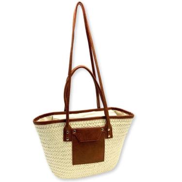 Imagem de Bolsa Feminina De Palha Grande Bolsa De Ombro Tiracolo Piscina Verão palha