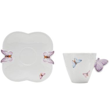 Imagem de Jogo 8 Xícaras De Café Com Pires Borboletas 100ml Wolff