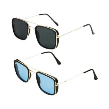 Imagem de Óculos De Sol Pequenos Com Armação Metálica Quadrada, Proteção UV, Est